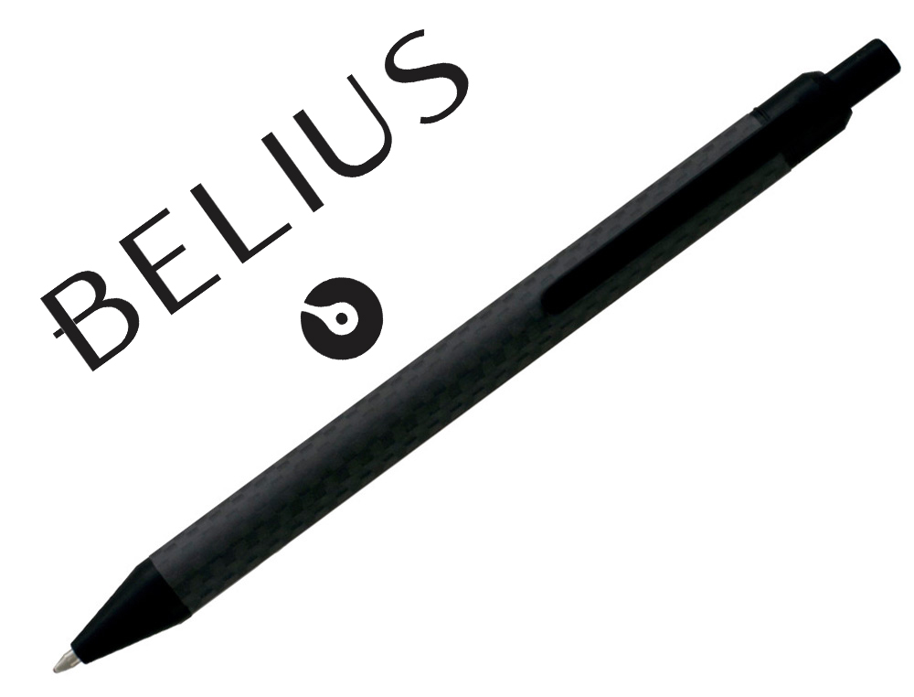 BELIUS - BOLIGRAFO POTSDAM NEGRO CUERPO FIBRA CARBON TINTA GEL AZUL EN ESTUCHE (Ref.BB222)