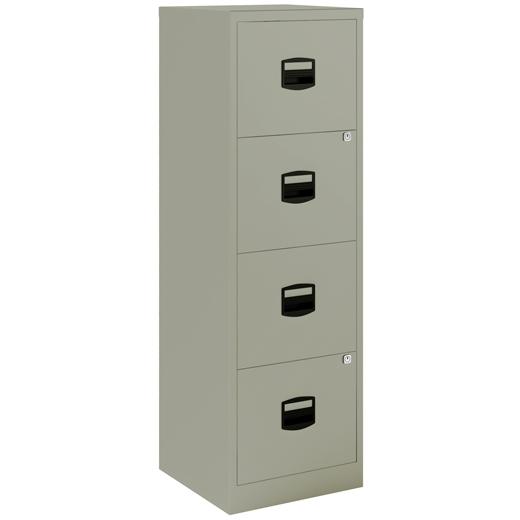 BISLEY - ARCHIVADOR METÁLICO 4 CAJONES , 40X40X125 CM (ANCHO X FONDO X ALTO) FORMATO A4 -CAPACIDAD CAJON 15KG- TIRADOR DE PLÁSTICO GRIS (MONTADO) (Ref.PFA4F-V7)