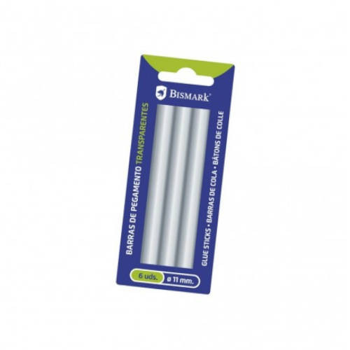 BISMARK - BLISTER 6 BARRAS DE PEGAMENTO SILICONA TRANSPARENTE 11,2 X 150 MM. (Ref.327122)