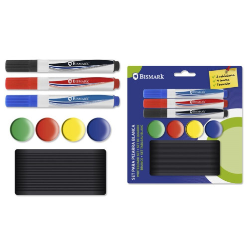 BISMARK - SET 3 ROTULADORES PIZARRA+4 IMANES+BORRADOR (Ref.329311)