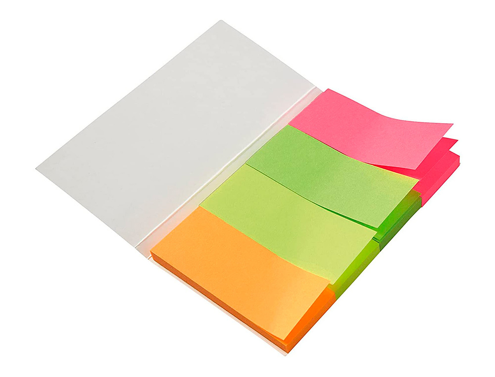 BLANCA - BANDERITAS SEPARADORAS 20X50 MM FLUORESCENTE PACK DE 4 CON 20 HOJAS (Ref.BK01)