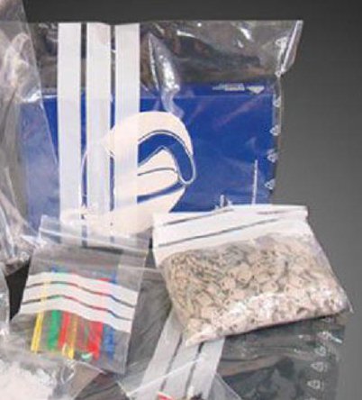 BOLSA AUTO-CIERRE MINIGRIP con FRANJAS 80x120 mm PAQUETE de 100 (Ref.172280120/0055392)