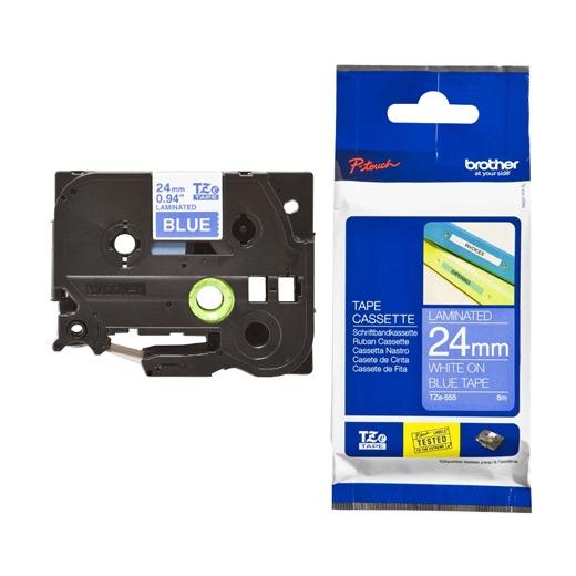 BROTHER - Cinta laminada Azul/Blanco 24 mm (Ref.TZe555)