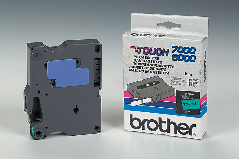 BROTHER - Cinta laminada Verde / negro 12 mm (Ref.TX731)
