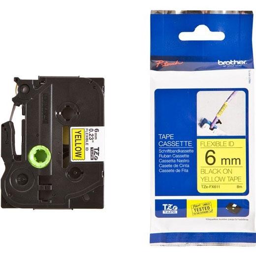 BROTHER - CINTA ROTULADORA LAMINADA NEGRO SOBRE AMARILLO 6MMX8M (Ref.TZEFX-611)