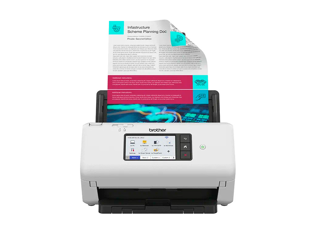 BROTHER - Escaner profesional de alta velocidad con escaneado a doble cara automatico, tarjeta de red (Ref.ADS4700W)