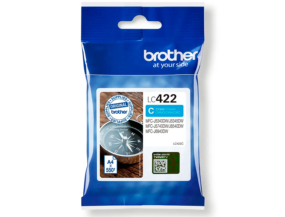 BROTHER - INK-JET LC-422C CYAN MFC-J5340DW / MFC-J5740DW / MFC-J6540DW / MFC-J6940DW 550 PAGINAS (Ref.LC422C)