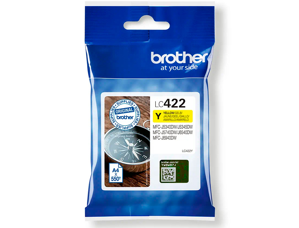 BROTHER - INK-JET LC-422Y YELLOW MFC-J5340DW / MFC-J5740DW / MFC-J6540DW / MFC-J6940DW 550 PAGINAS (Ref.LC422Y)