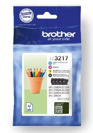 BROTHER - Pack de 4 cartuchos de tinta negro, cian, magenta y amarillo para MFCJ5330, MFCJ65 (Ref.LC3217VAL)