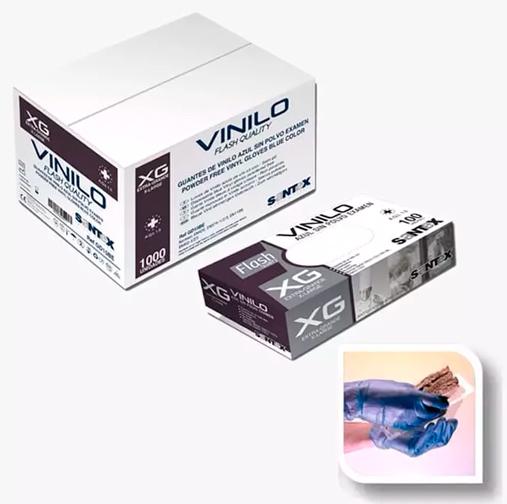 CAJA DE GUANTES DE VINILO AZUL SIN POLVO MULTIUSOS TALLA XG -100U- (Ref.27085)