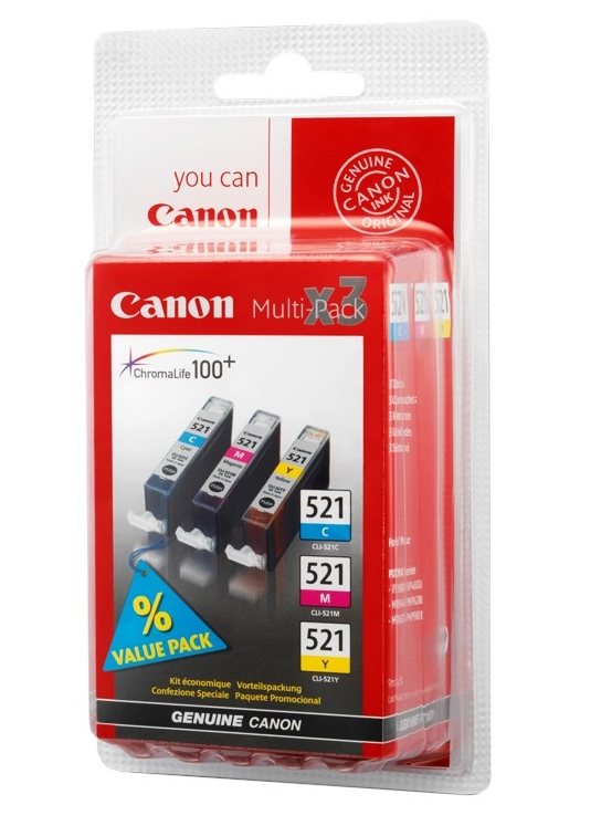CANON - CARTUCHO RAINBOW PACK CLI-521/C/M/Y Pixma MP 620/630/980 IP/4600 (Ref.2934B011)