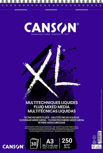 CANSON - BLOCK DE DIBUJO GUARRO- XL MIX MEDIA FLUIDO FINO (espiral) 250g A3 30h (Ref.C400110534)