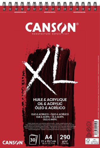 CANSON - BLOCK DE DIBUJO GUARRO- XL OLEO&ACRILICO (espiral) 290g A4 30h (Ref.C400110401)