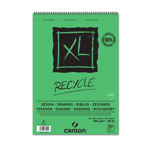 CANSON - BLOCK DE DIBUJO GUARRO- XL RECYCLE (espiral) 160g A3 50h MICRO (Ref.C200777129)