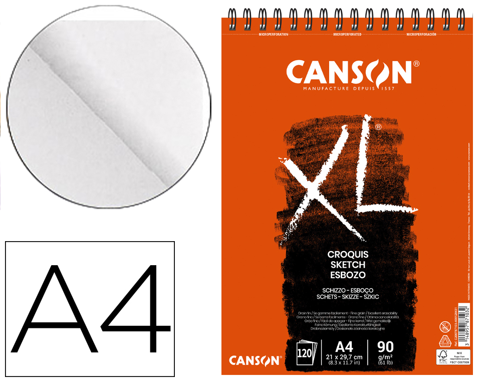 CANSON - BLOCK DIB.C XL CROQUIS (esp) A4 120h (Ref.C200787103)