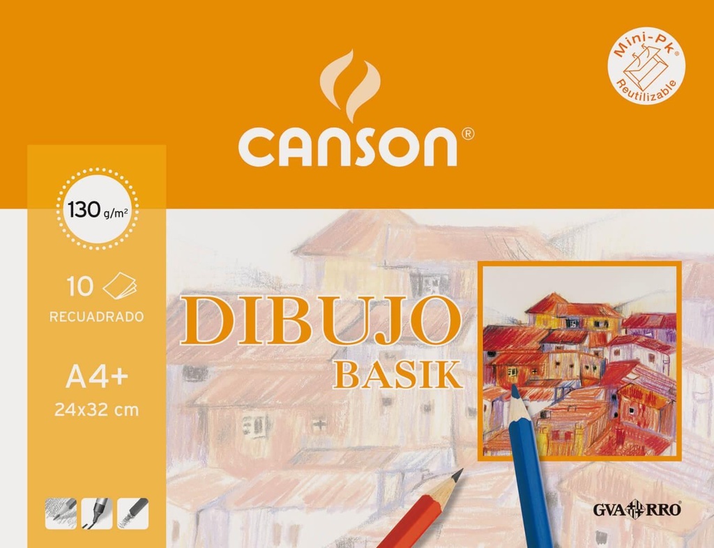 CANSON - MINIPACK DIBUJO BASIK 10 HOJAS 130 GR. RECUADRO 24X32CM (20% HOJAS GRATIS) -SOBRE UNITARIO- (Ref.C400110487 UNIT)