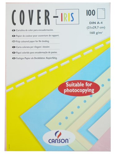 CANSON - TAPA de ENCUADERNAR COVER-IRIS A4 CARTULINA 185 g BLANCO CAJA de 100 (Ref.C200004710)