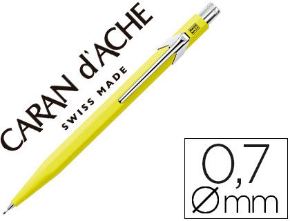 CARAN D'ACHE - PORTAMINAS 844 0,7MM CUERPO AMARILLO ADORNOS CROMADOS (Ref.844-470)