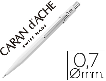 CARAN D'ACHE - PORTAMINAS 844 0,7MM CUERPO BLANCO ADORNOS CROMADOS (Ref.844-001)