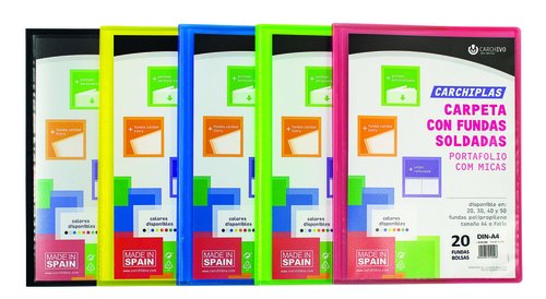 CARCHIPLAS - CARPETA FUNDAS (TARIFARIO) CARCHIVO PP -BOOK FLEXIBLE CANGURO A4 20 F. SURTIDO (Ref.50342099)