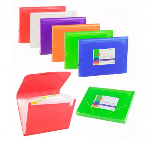 CARCHIVO - ACORDEON POLIPROPILENO TRASLUCIDO FOLIO 13 DEPARTAMENTOS GOMA NARANJA (Ref.1913KF52)