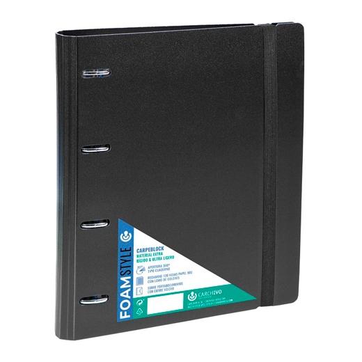 CARCHIVO - CARPEBLOC FOAM STYLE PP A4 4 an.MIXTAS 35mm con REC. 120 hj. CUADRIC.4x4 NEGRO (Ref.12407406)