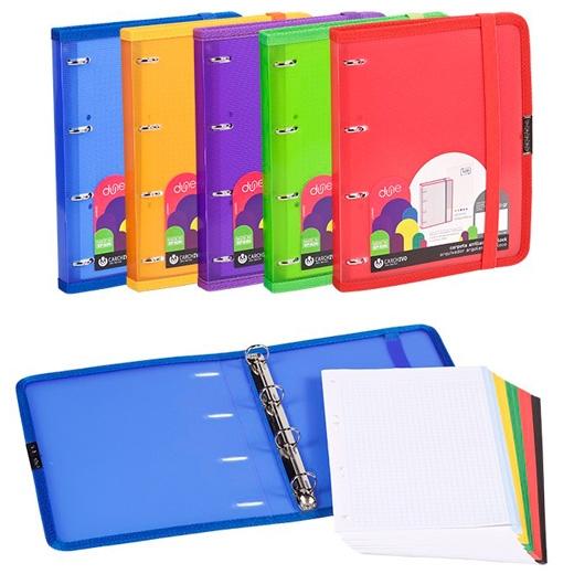 CARCHIVO - CARPETA 4 ANILLAS 16MM CARPEBLOCK DUNE PP 120 HOJAS CON GOMA A5 SURTIDOS -5U- (Ref.12377599)