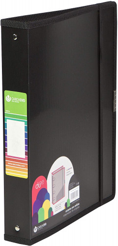 CARCHIVO - CARPETA ANILLAS POLIPROPILENO DUNE A4+ 4/25MM GOMA NEGRO (Ref.12370406)