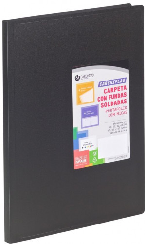 CARCHIVO - CARPETA CARCHIPLAS-BOOK A4 POLIPROPILENO 50 FUNDAS SOLDADAS NEGRO (Ref.50305006)