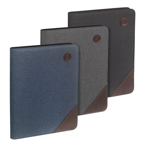 CARCHIVO - CARPETA de CONGRESOS VENTURE TEXTIL A4 con BOLSILLO TABLET 9,7", TARJETERO, BLOCK y CREMALLERA GRIS (Ref.24210007)