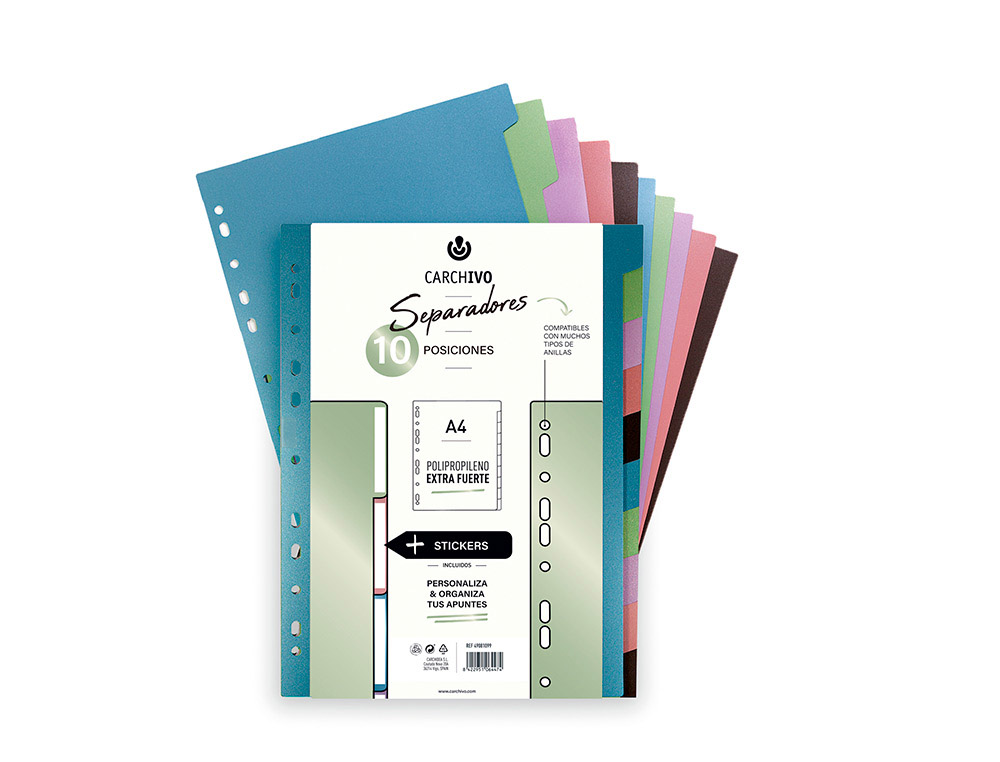 CARCHIVO - SEPARADORES CARCH.METAL EXTRA PP A4 10 p (Ref.49081099)