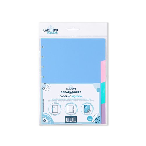 CARCHIVO - SEPARADORES INGENIOX A5 EXTRAÍBLES 4 POSICIONES PP PASTEL (Ref.66115099)