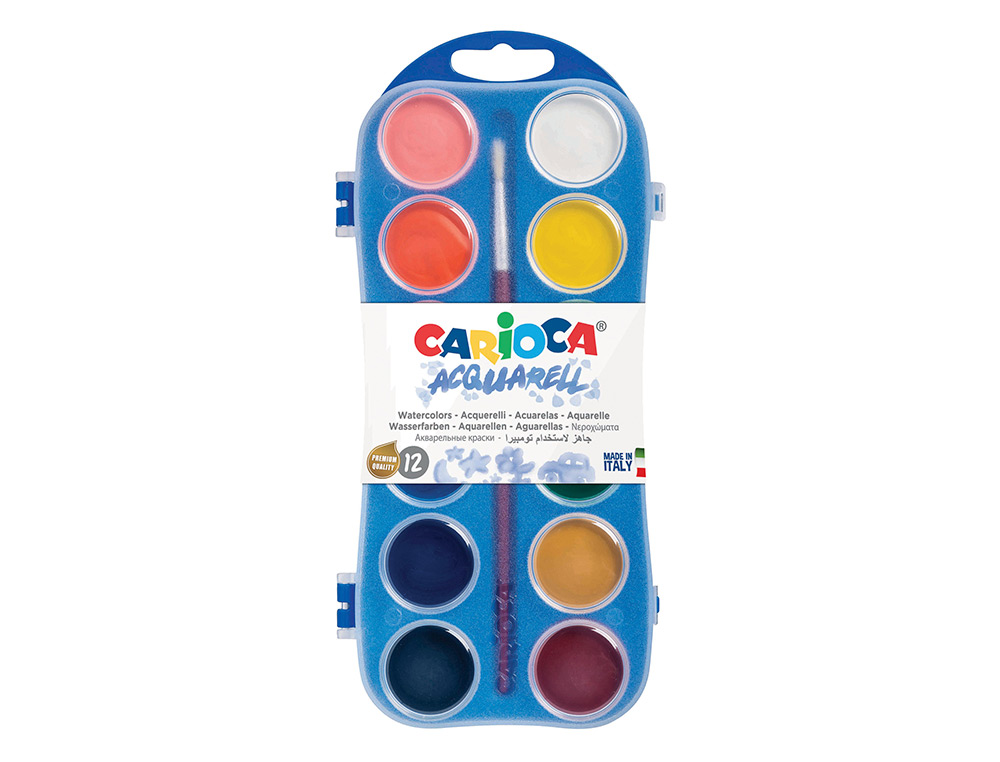 CARIOCA - ACUARELAS 30mm + PINCEL ESTUCHE de 12 (Ref.42400)