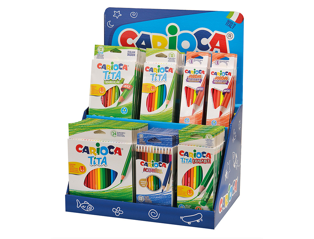 CARIOCA - LAPICES DE COLORES EXPOSITOR DE SOBREMESA CON 67 UNIDADES SURTIDAS (Ref.50038)
