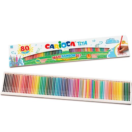 CARIOCA - LÁPICES DE COLORES TITA MAXI RAINBOW ESTUCHE 80U SURTIDOS (Ref.42890)