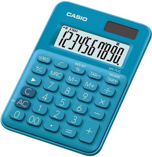 CASIO - CALCULADORA SOBREMESA 10 DIGITOS MS-7UC AZUL (Ref.MS-7UC-BU)