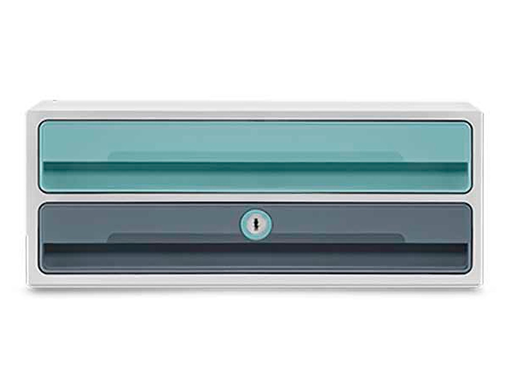 CEP - FICHERO CAJONES DE SOBREMESA MOOV UP RECICLADO 80% CON CERRADURA 2 CAJONES COLOR AZUL/GRIS 275X369X146 MM (Ref.1091112961)
