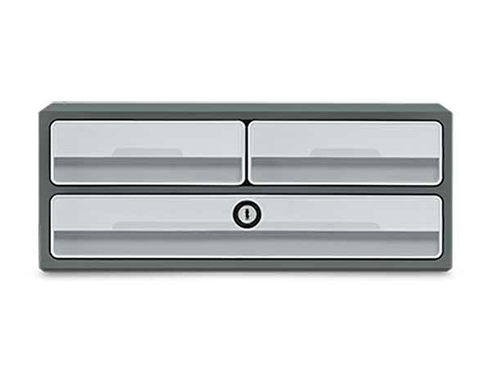 CEP - FICHERO CAJONES DE SOBREMESA MOOV UP RECICLADO 80% CON CERRADURA RECICLADO 80% 3 CAJONES COLOR GRIS (Ref.1091216361)