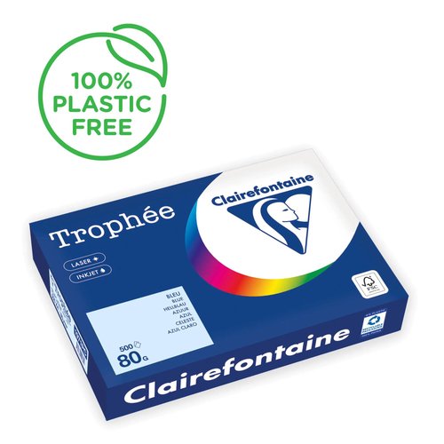 CLAIREFONTAINE - PAPEL COLOR A4 TROPHEE 80g 500h AZUL (Ref.1971C)