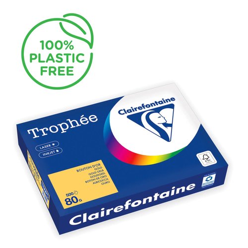 CLAIREFONTAINE - PAPEL COLOR A4 TROPHEE 80g 500h ORO (Ref.1780C)