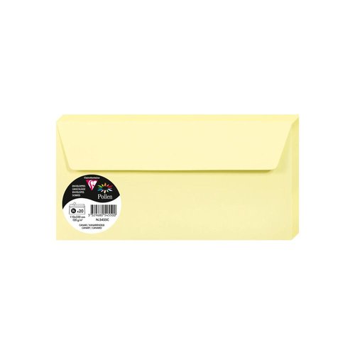 CLAIREFONTAINE - SOBRE POLLEN 110x220 120g AMARILLO CANARIO PAQUETE DE 20 (Ref.5455C)