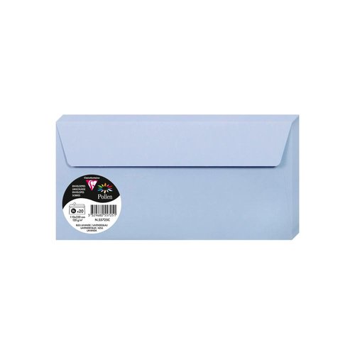 CLAIREFONTAINE - SOBRE POLLEN 110x220 120g AZUL LAVANDA PAQUETE DE 20 (Ref.55725C)