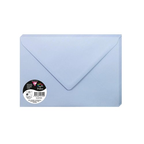 CLAIREFONTAINE - SOBRE POLLEN 162x229 120g AZUL LAVANDA PAQUETE DE 20 (Ref.55722C)