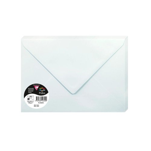 CLAIREFONTAINE - SOBRE POLLEN 162x229 120g AZUL PAQUETE DE 20 (Ref.5462C)