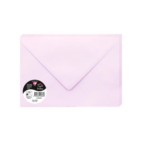 CLAIREFONTAINE - SOBRE POLLEN 162x229 120g LILA PAQUETE DE 20 (Ref.5862C)