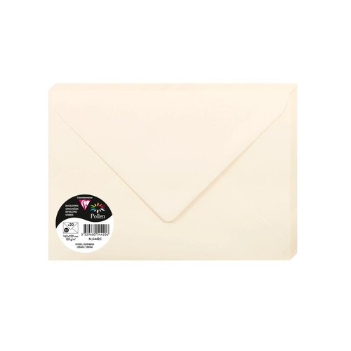 CLAIREFONTAINE - SOBRE POLLEN 162x229 120g MARFIL PAQUETE DE 20 (Ref.5442C)