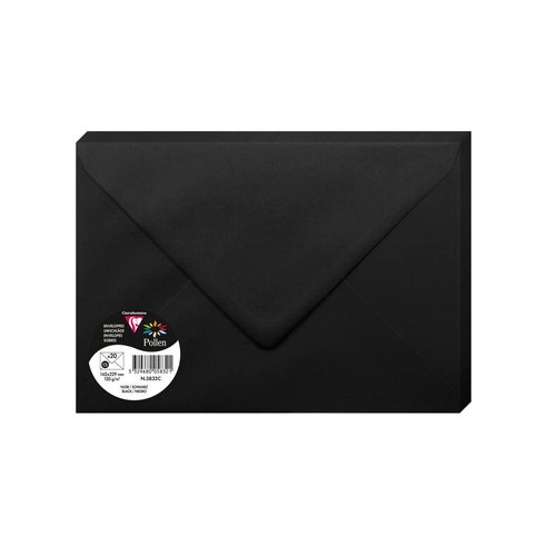 CLAIREFONTAINE - SOBRE POLLEN 162x229 120g NEGRO PAQUETE DE 20 (Ref.5832C)