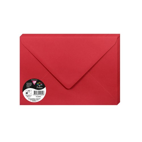 CLAIREFONTAINE - SOBRE POLLEN 162x229 120g ROJO GROSELLA PAQUETE DE 20 (Ref.5582C)