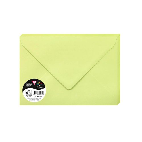 CLAIREFONTAINE - SOBRE POLLEN 162x229 120g VERDE YEMA PAQUETE DE 20 (Ref.555472C)