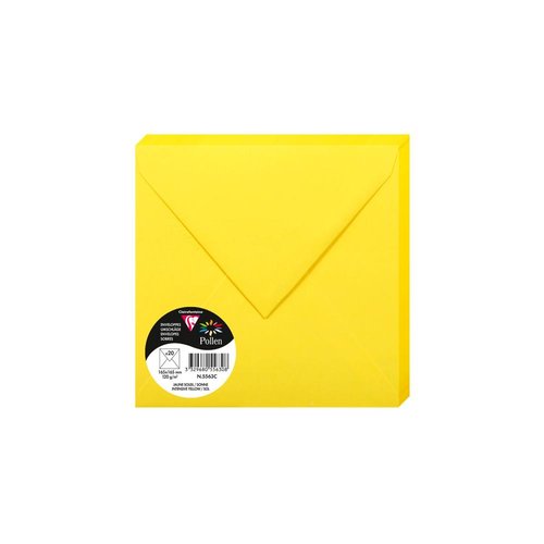 CLAIREFONTAINE - SOBRE POLLEN 165x165 120g AMARILLO SOL PAQUETE DE 20 (Ref.5563C)
